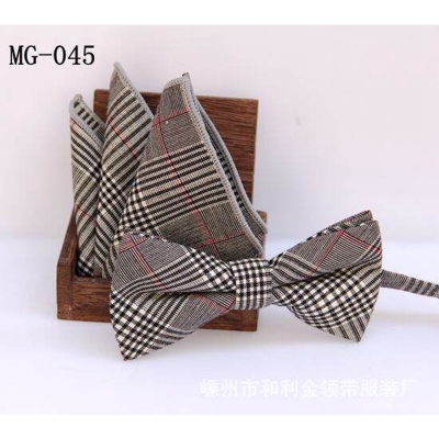 Picture of Men's Fashion British Style Casual Grid Cotton Bow Tie 2p Set Suit Fashion Accessories (MG-045,Int: One size)