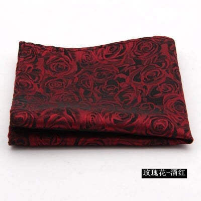 Picture of Men's Luxury Polyester Yarn Handkerchief Paisley Suit Pocket Square 25*25cm (1 PS) (Rose-Wine Red,Int: One size)