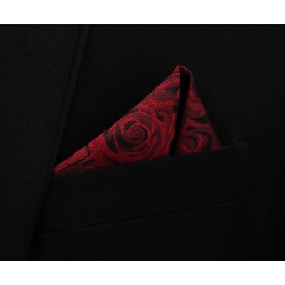 Picture of Men's Luxury Polyester Yarn Handkerchief Paisley Suit Pocket Square 25*25cm (1 PS) (Rose-Wine Red,Int: One size)