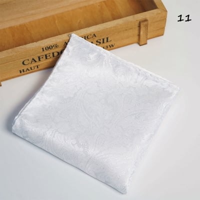 Picture of Men's Luxury Polyester Yarn Handkerchief Paisley Suit Pocket Square 25*25cm (1 PS) (Pesley Pattern-Milk White,Int: One size)