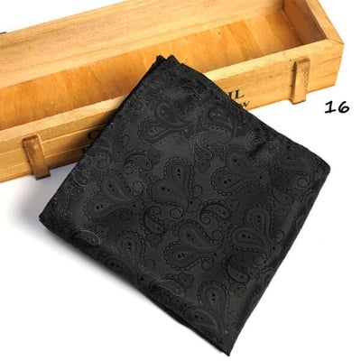 Picture of Men's Luxury Polyester Yarn Handkerchief Paisley Suit Pocket Square 25*25cm (1 PS) (Cashew Pattern-Black,Int: One size)