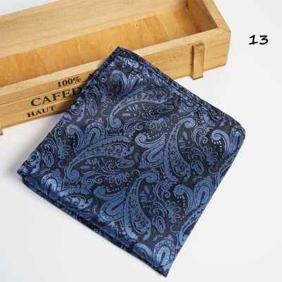 Picture of Men's Luxury Polyester Yarn Handkerchief Paisley Suit Pocket Square 25*25cm (1 PS) (Pesley Pattern-Navy Blue,Int: One size)