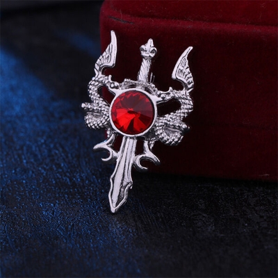 Picture of European and American Retro  Sword brooch For Fashion Accessories (Red Stone Silver)