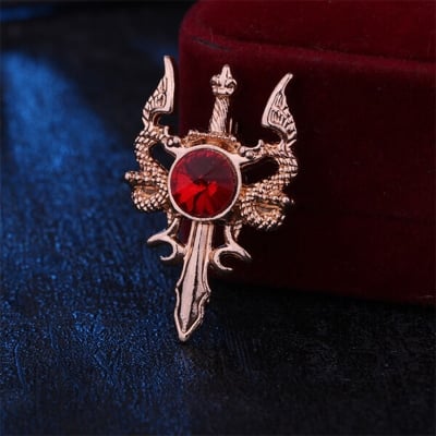 Picture of European and American Retro  Sword brooch For Fashion Accessories (Red Stone Gold)