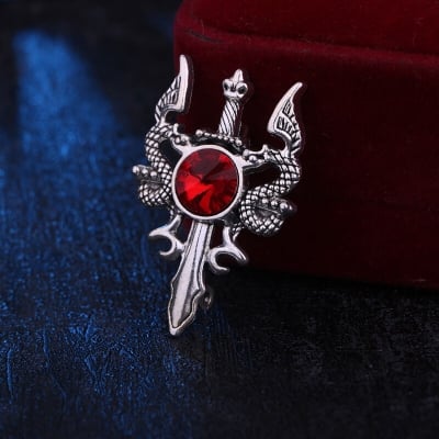 Picture of European and American Retro  Sword brooch For Fashion Accessories (Red Stone Ash)