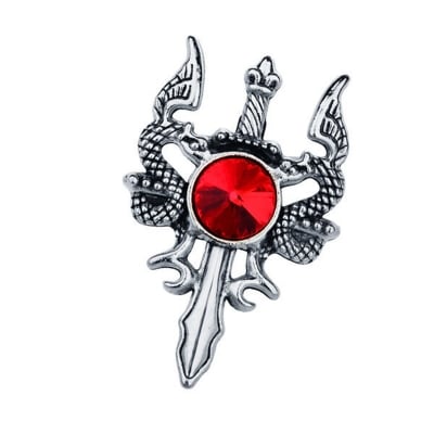 Picture of European and American Retro  Sword brooch For Fashion Accessories (Red Stone Ash)