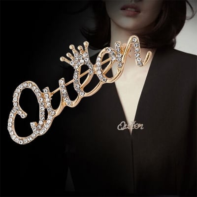 Picture of Queen Brooch Pin For Women Fashion Hijab or Cloth Accessories (Gold)