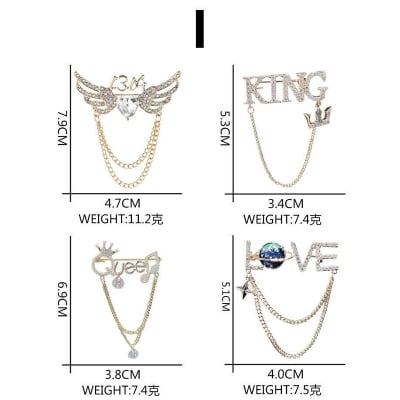 Picture of Queen Stoned Chain Brooch Pin For Women Fashion Hijab or Cloth Accessories (Golden)
