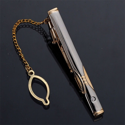 Picture of Golden & Silver Metal Formal Chain Tie Clip For Men (1PS) (Design-3)