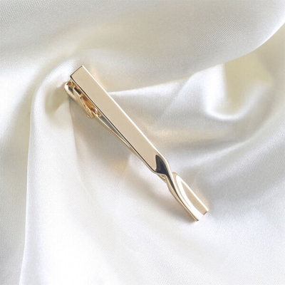 Picture of Golden & Silver Metal Formal Chain Tie Clip For Men (1PS) (Twisted Golden)