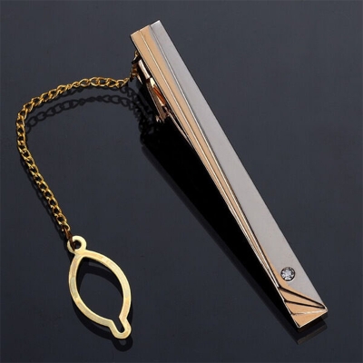 Picture of Golden & Silver Metal Formal Chain Tie Clip For Men (1PS) (Design-4)