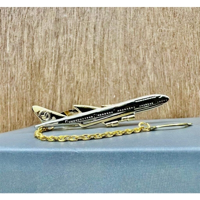 Picture of Golden Airplane Chain Tie Pin/Clip For Men (Golden)