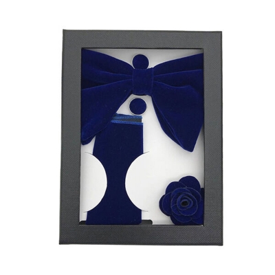 Picture of Velvet New Shape Butterfly Bow Tie 4-Piece Set Box for Men (Navy Blue,One size fits all)