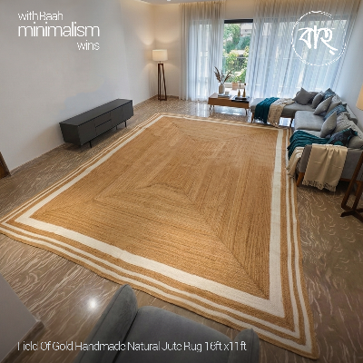 Picture of Baah's Field Of Gold Handmade Natural Jute Rug 16ft x11ft-natural