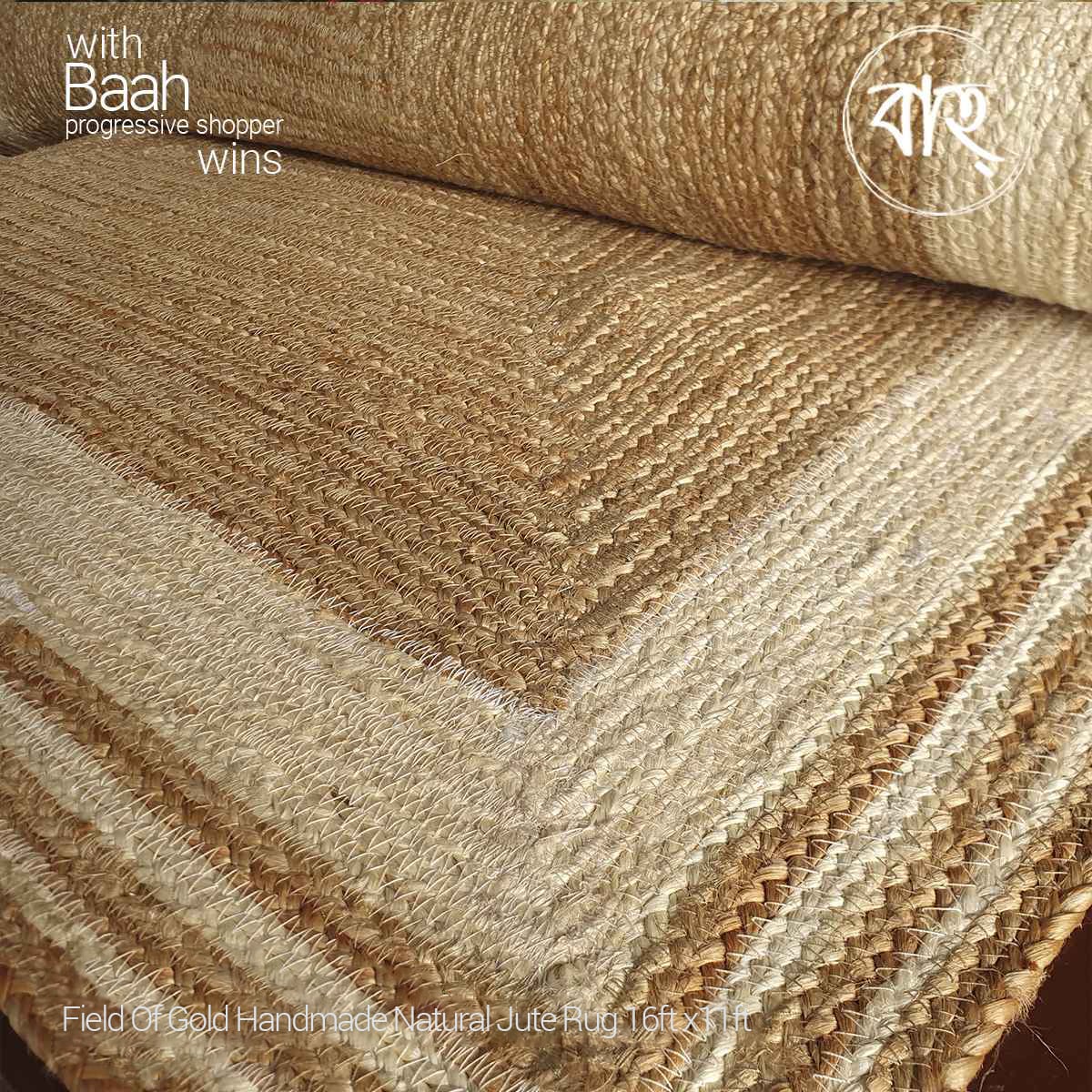 Picture of Baah's Field Of Gold Handmade Natural Jute Rug 16ft x11ft-natural