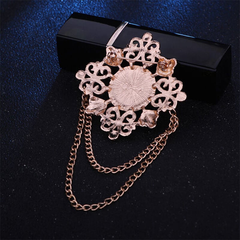Picture of Tassel Badge Brooch For Men Suit Fashion Accessories (1Ps) (Brown Stone Golden)