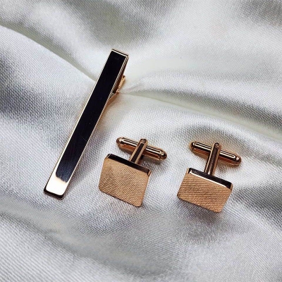 Picture of Cufflinks & Tie Clip Set for Men – Stylish Shirt & Suit Accessories (1 Set) (Rose Gold)