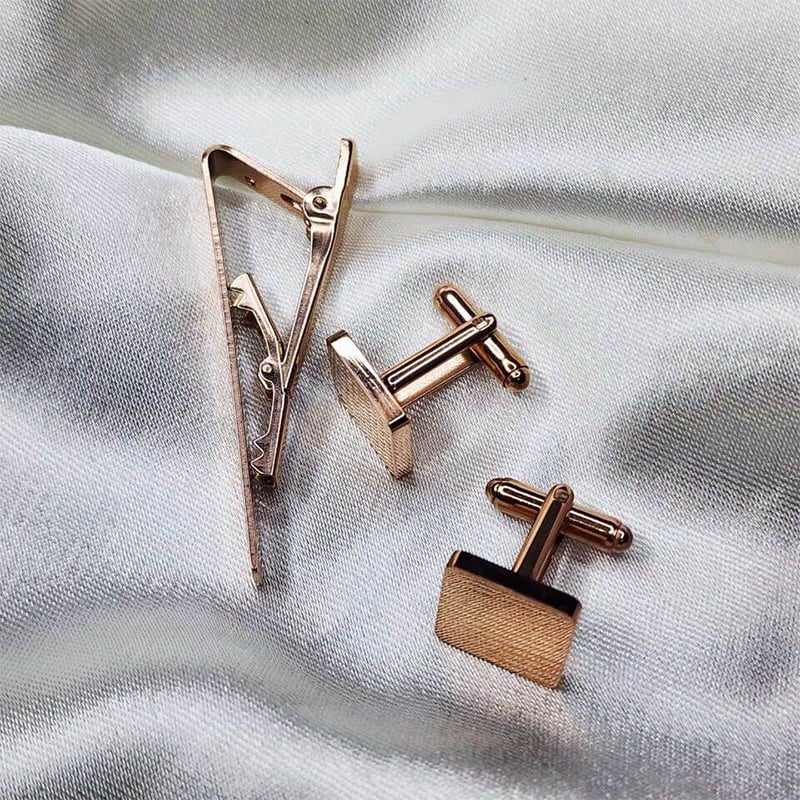 Picture of Cufflinks & Tie Clip Set for Men – Stylish Shirt & Suit Accessories (1 Set) (Rose Gold)