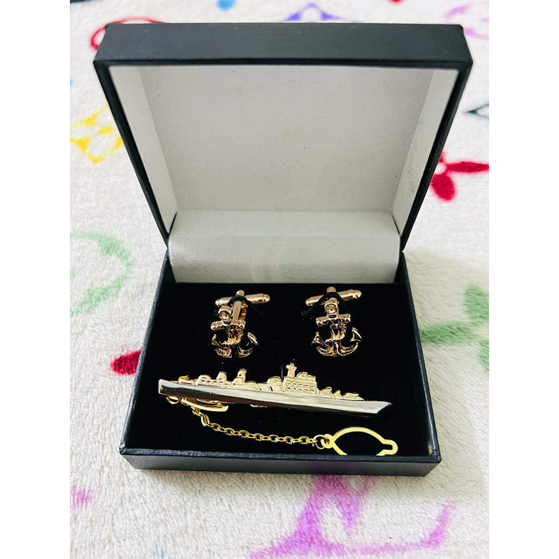 Picture of Marine/Naval Anchor Cufflinks & Ship Tie Clip Set For Men Suit/Shirt Fashion Accessories (Warship Set)