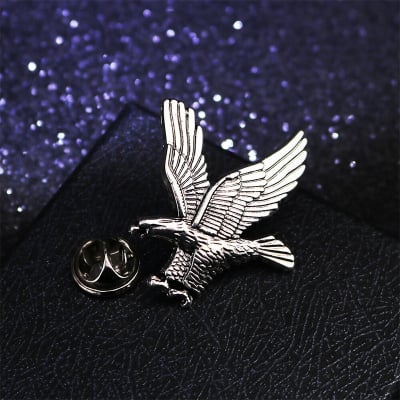 Picture of Small Flying Metal Eagle Pin For Men Suit Fashion Accessories (Silver)