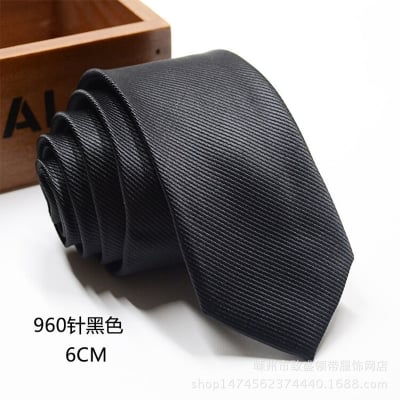 Picture of Formal Solid Color Slim Neck Tie For Men 6cm (1Ps) No Box (Black,Int: One size)