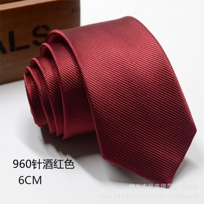 Picture of Formal Solid Color Slim Neck Tie For Men 6cm (1Ps) No Box (Burgundy,Int: One size)