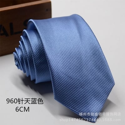 Picture of Formal Solid Color Slim Neck Tie For Men 6cm (1Ps) No Box (Azure,Int: One size)