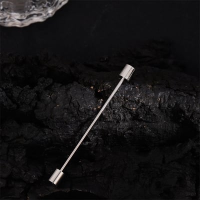 Picture of Round Head Shirt Collar Bar For Men Shirt Fashion Accessories (1ps) (Cylindrical Silver)