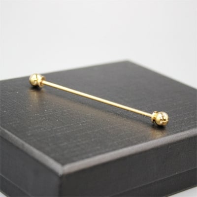 Picture of Round Head Shirt Collar Bar For Men Shirt Fashion Accessories (1ps) (Round Head Gold)