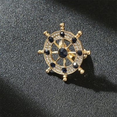 Picture of Tie Knot Buckle Brooch For Men Tie Fashion Accessories (Dark Blue Stone in  Golden)