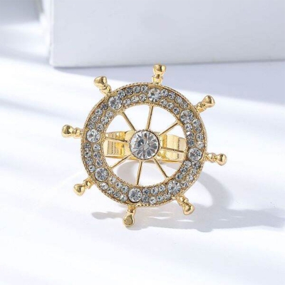 Picture of Tie Knot Buckle Brooch For Men Tie Fashion Accessories (Rudder Wheel Golden)