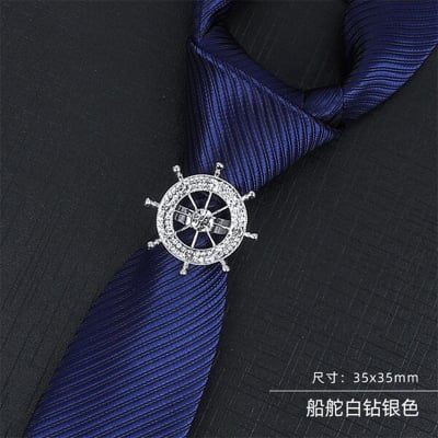 Picture of Tie Knot Buckle Brooch For Men Tie Fashion Accessories (Rudder Wheel Silver)