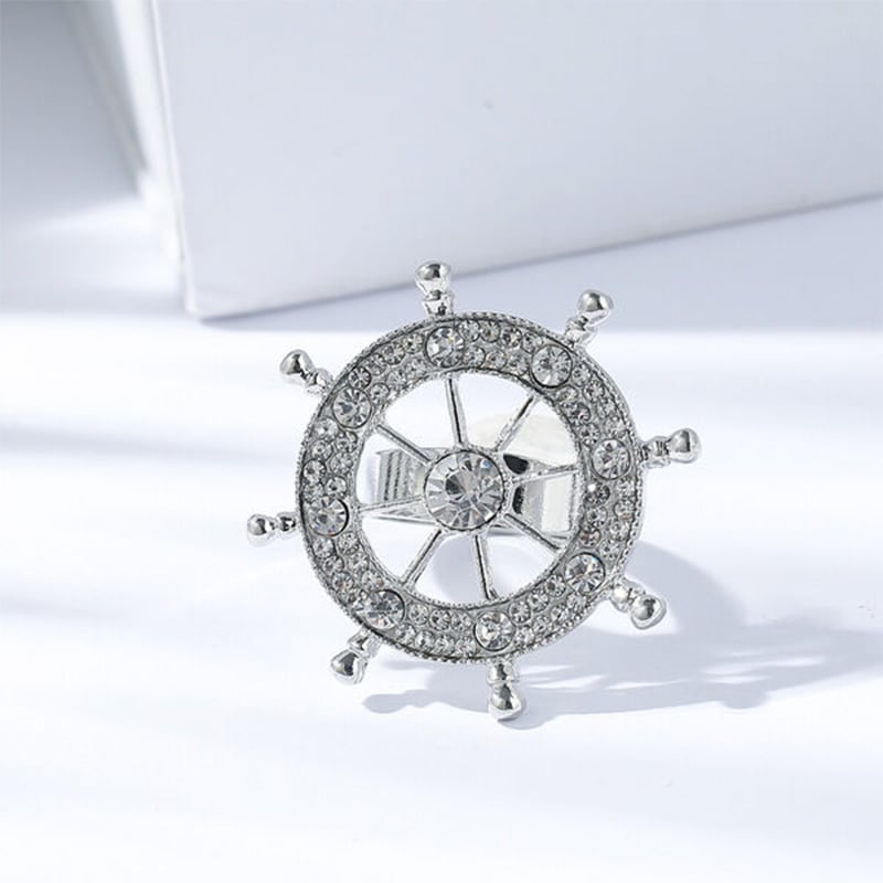 Picture of Tie Knot Buckle Brooch For Men Tie Fashion Accessories (Rudder Wheel Silver)