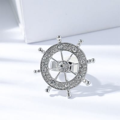 Picture of Tie Knot Buckle Brooch For Men Tie Fashion Accessories (Rudder Wheel Silver)