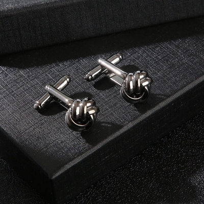 Picture of Men's Metal Twisted Round French Cufflinks Pair Set (1 Pair) (Gun Black)