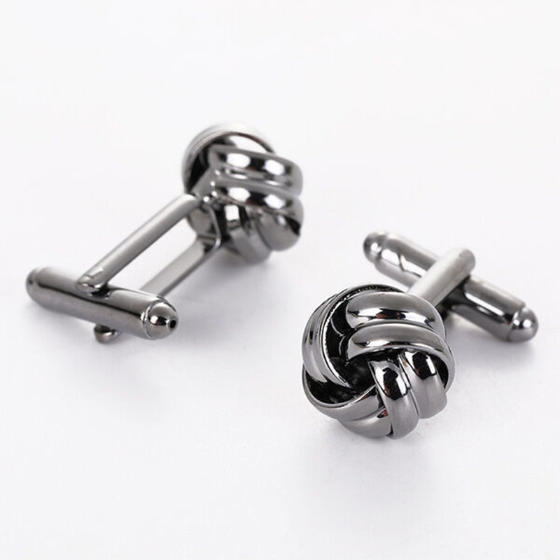 Picture of Men's Metal Twisted Round French Cufflinks Pair Set (1 Pair) (Gun Black)