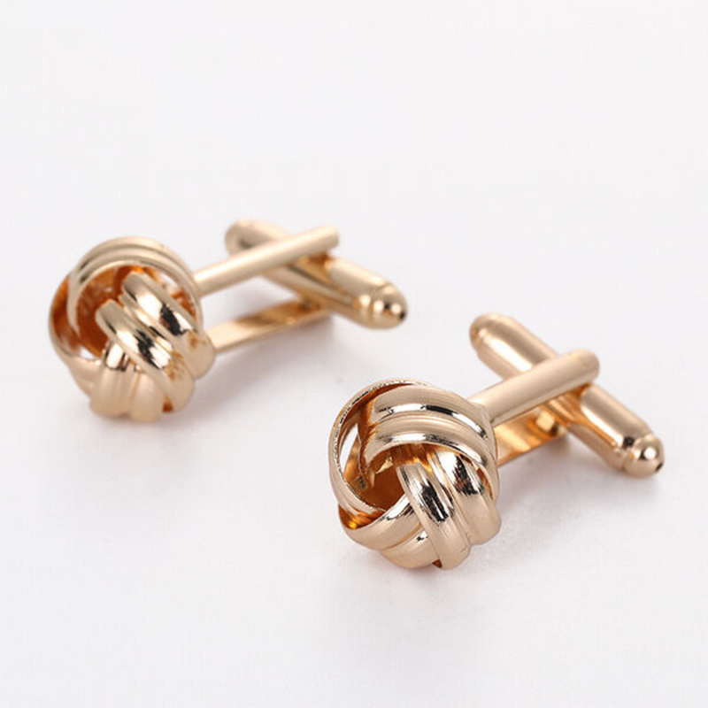 Picture of Men's Metal Twisted Round French Cufflinks Pair Set (1 Pair) (Gold)