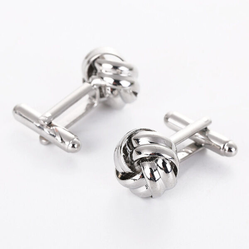 Picture of Men's Metal Twisted Round French Cufflinks Pair Set (1 Pair) (Silver)