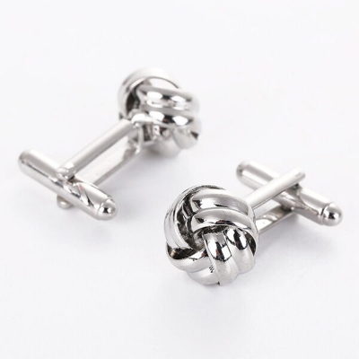 Picture of Men's Metal Twisted Round French Cufflinks Pair Set (1 Pair) (Silver)