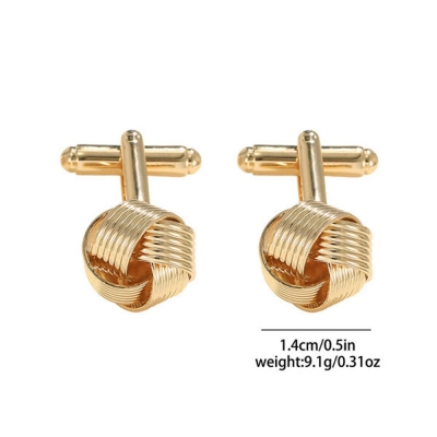 Picture of Electroplated Suit Shirt Twist Round French Cufflinks Pair Set For Men (1 Pair) (Gold)