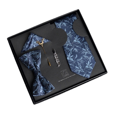 Picture of Men's High-Density Luxury Polyester Silk Fabrics Tie Box 5 Item Set (1ps) (Floral Blue,Int: One size)