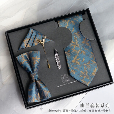 Picture of Men's High-Density Luxury Polyester Silk Fabrics Tie Box 5 Item Set (1ps) (Floral Green,Int: One size)