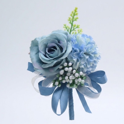 Picture of Wedding Boutonniere Flower Bouquet Chest Brooch (1PS) (Light blue)
