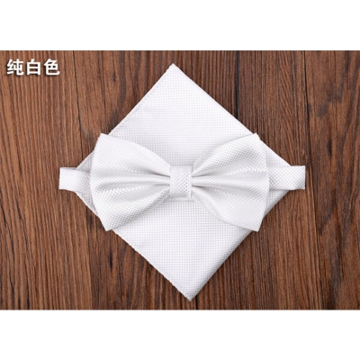 Picture of Solid Color Mens Bow Tie Set For Party, Wedding or Casual Occasion Fashion Accessories (White,Int: One size)