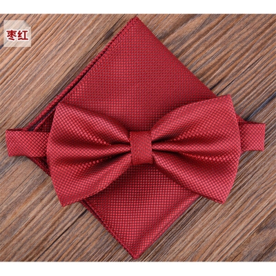 Picture of Solid Color Mens Bow Tie Set For Party, Wedding or Casual Occasion Fashion Accessories (Maroon,Int: One size)