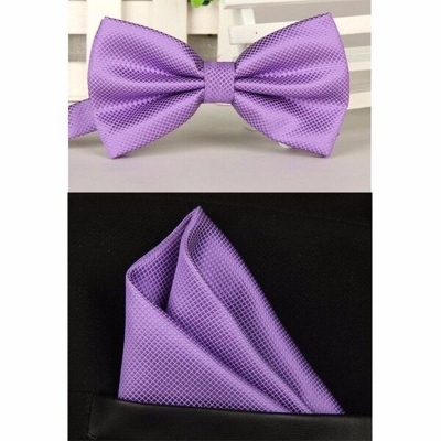 Picture of Solid Color Mens Bow Tie Set For Party, Wedding or Casual Occasion Fashion Accessories (Light Purple,Int: One size)