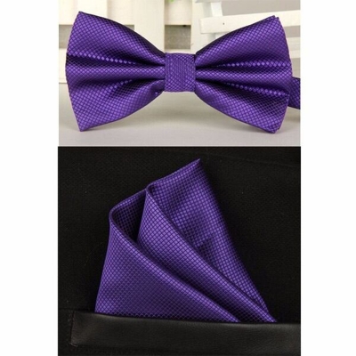 Picture of Solid Color Mens Bow Tie Set For Party, Wedding or Casual Occasion Fashion Accessories (Dark Purple,Int: One size)