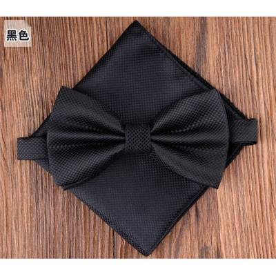 Picture of Solid Color Mens Bow Tie Set For Party, Wedding or Casual Occasion Fashion Accessories (Black,Int: One size)