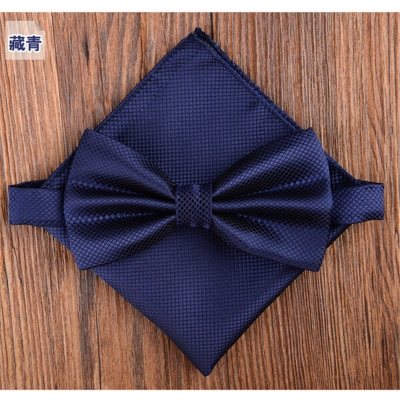 Picture of Solid Color Mens Bow Tie Set For Party, Wedding or Casual Occasion Fashion Accessories (Dark blue,Int: One size)