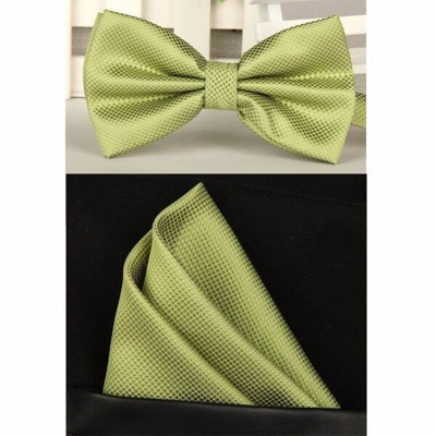Picture of Solid Color Mens Bow Tie Set For Party, Wedding or Casual Occasion Fashion Accessories (Light Olive,Int: One size)